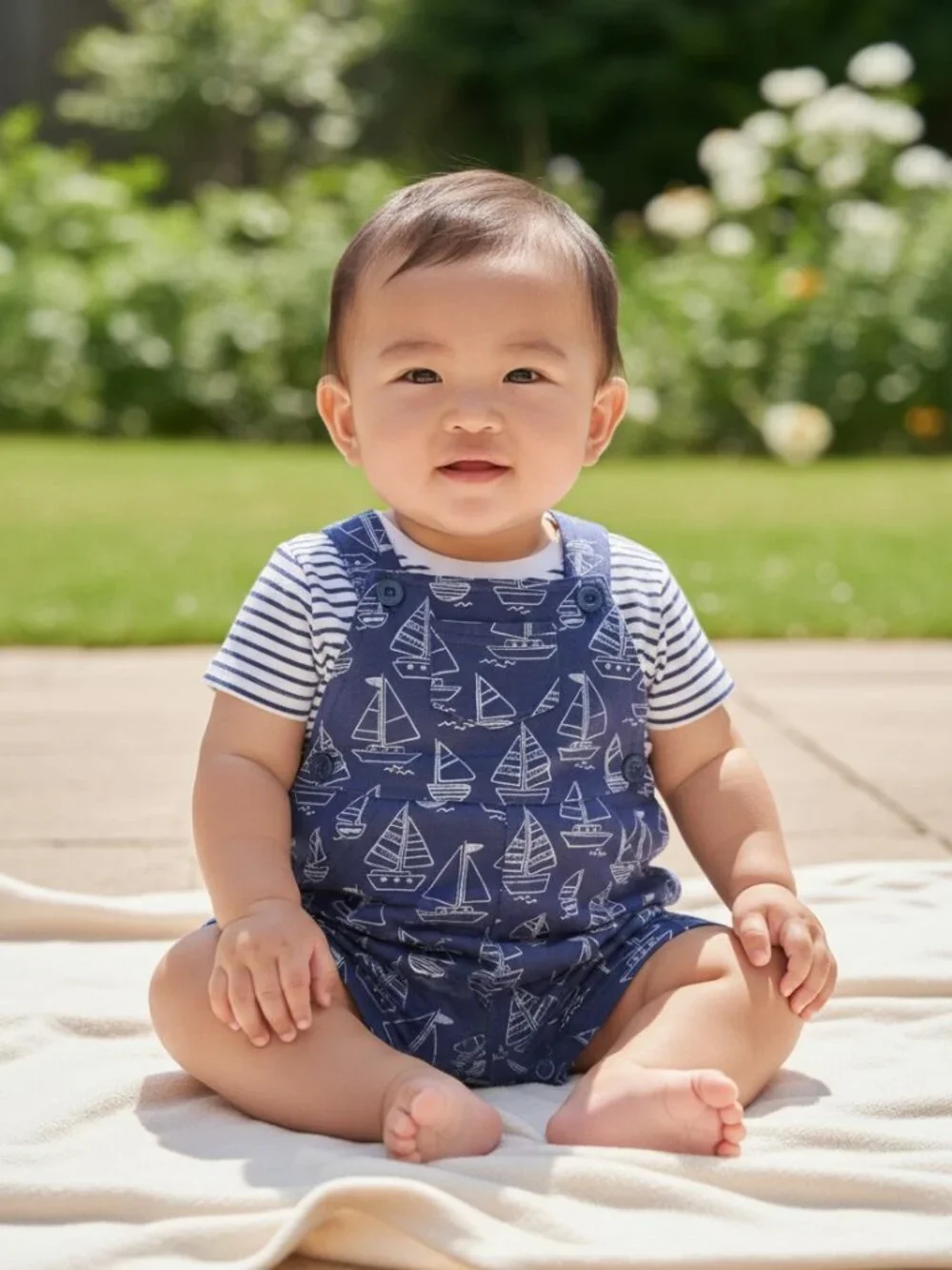Little Me Baby Boys 2-Pc Sailboat Shortall Set Size 6M